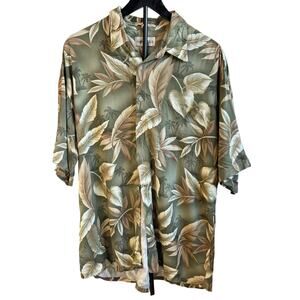 VTG Campia Moda Vintage mens olive floral Hawaiian shirt.  Size XL. vacation